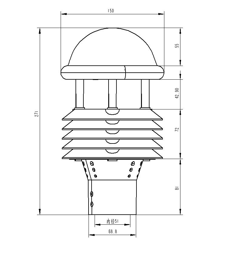 航空机场气象传感器产品尺寸图