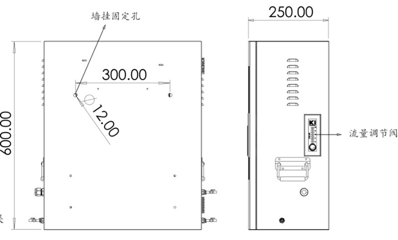 饮用水水质监测设备侧视图