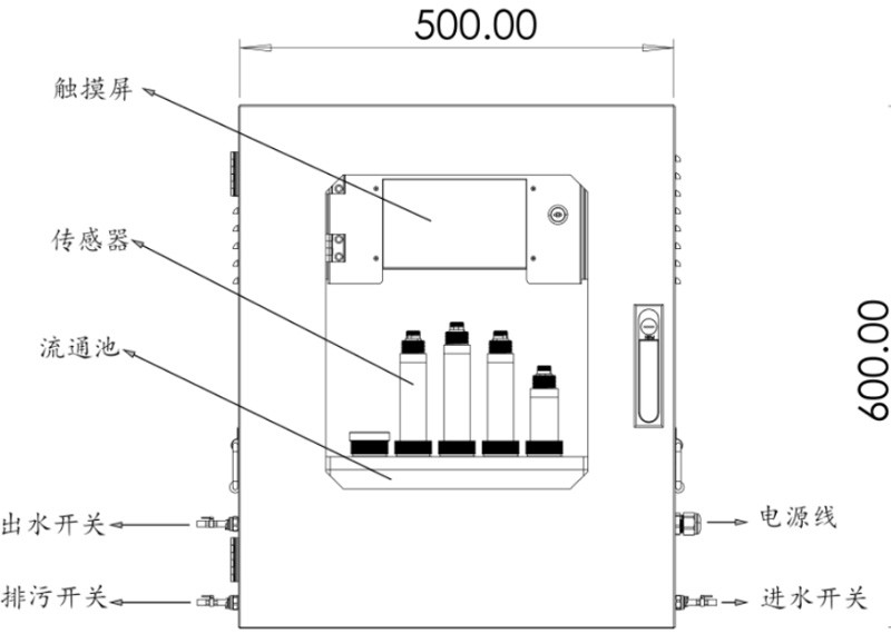 二次供水水质在线监测仪仪器正视图